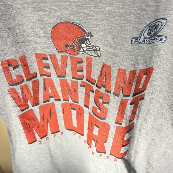 NFL Fanatics Mens Cleveland Wants It More 2020 Playoffs Tee Color Gray Size Med - Picture 2 of 4